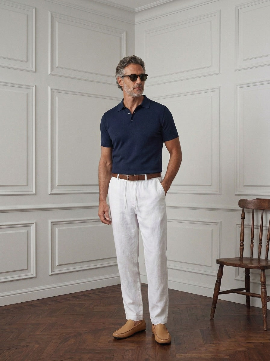 Polo Chemise — Polo Chemise azul - Modelo A2 de pie.jpg