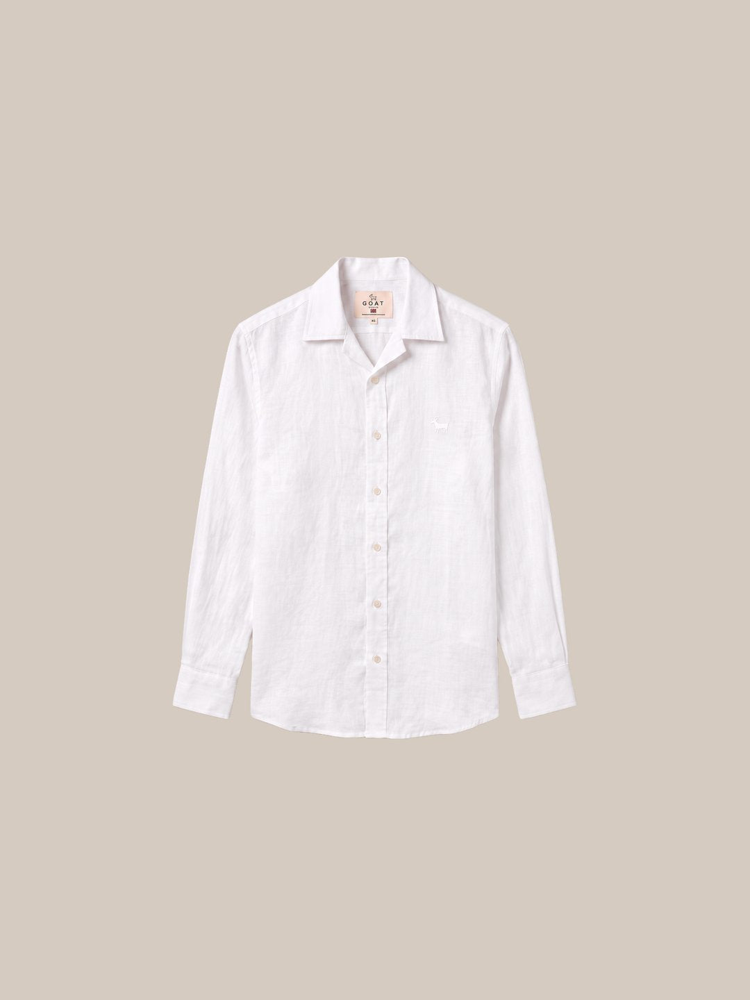Camisa Chelsea Linen Camp Collar — Modelo 56 blanca plano - IA.jpg
