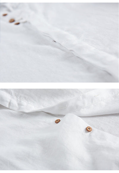 Camisa de lino abotonada manga corta beige