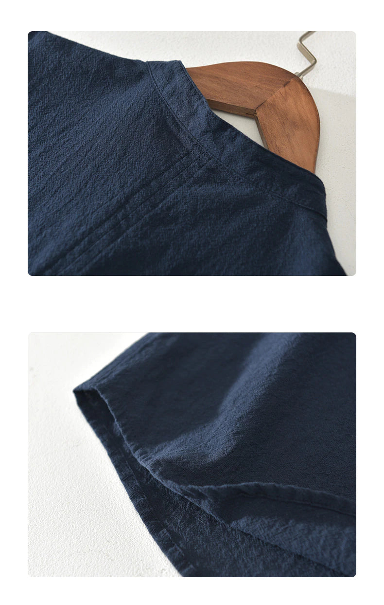 Camisa de lino Manga corta Blanca