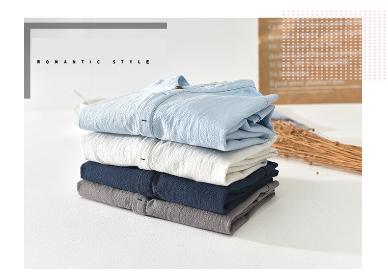 Camisa de lino Manga corta Blanca