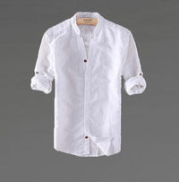 Thumbnail for Camisa de lino Manga Larga Beige cuello en  V