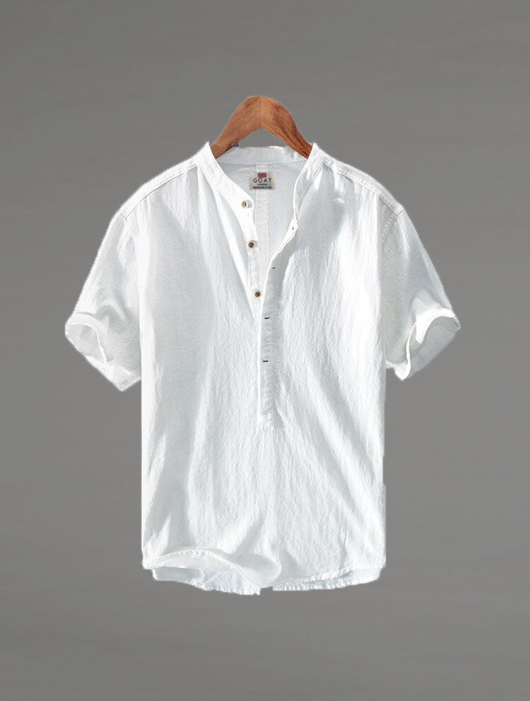 Camisa de lino Manga corta Blanca